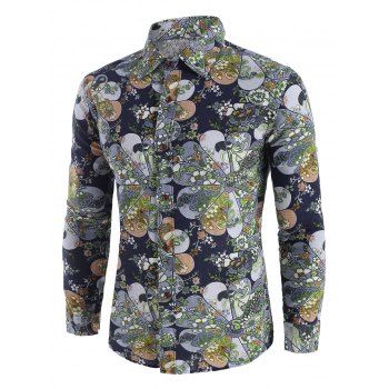 

Ditsy Floral Pattern Long Sleeve Casual Shirt, Multicolor