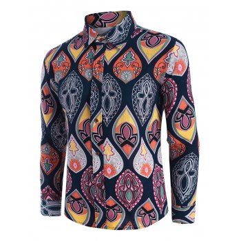 

Teardrop Print Turn-down Collar Casual Shirt, Multicolor