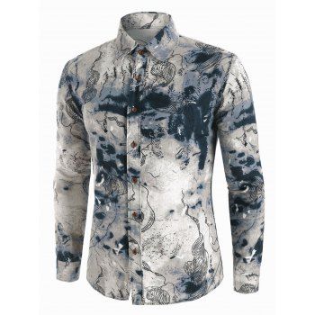 

Abstract Landscape Paint Pattern Vintage Long Sleeve Shirt, Multicolor
