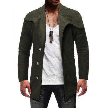 

Single Breasted Zipper Detail Wool Blend Coat, Army green