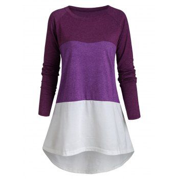 

Plus Size Colorblock High Low Tee, Purple