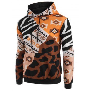 

Geometric Camouflage Print Casual Hoodie, Wood