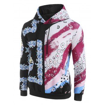 

Dragon Pattern Colorblock Casual Hoodie, Valentine red