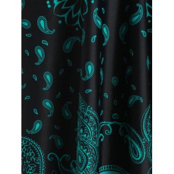 Plus Size Paisley Print Hanky Hem Boyleg Tankini Swimwear