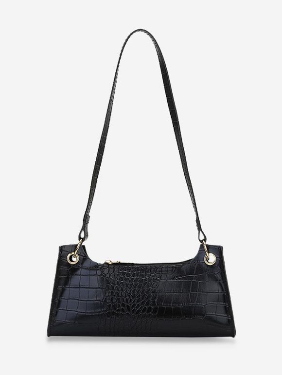 Sac à Bandoulière Texturé Rectangle en Couleur Unie - Noir 