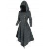 Robe à Capuche Asymétrique en Tricot avec Lacets - Cendre gris L