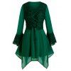 Haut Mouchoir Crâne en Dentelle de Grande Taille en Mousseline à Lacets - Vert profond 2X