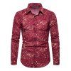 Tiny Flower Paisley Print Button Up Casual Shirt - RED S
