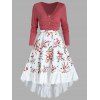 Robe Courte Haute-Basse Imprimée Florale et Haut Court Boutonné - Blanc XL