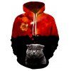 Volcano Cat Pattern Casual Front Pocket Hoodie - multicolor S