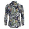 Ditsy Floral Pattern Long Sleeve Casual Shirt - multicolor M