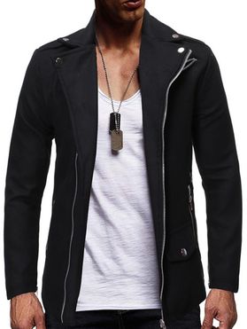 Zip Up Zipper Detail Wool Blend Jacket