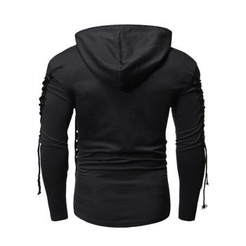 Lace-up Buckle Strap Pocket Hoodie