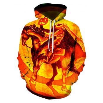 

Pumpkin Knight Pattern Front Pocket Casual Hoodie, Multicolor