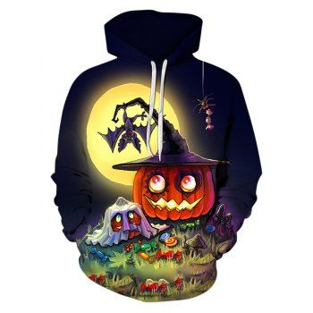 

Halloween Cartoon Pumpkin Pattern Drawstring Pullover Hoodie, Multicolor