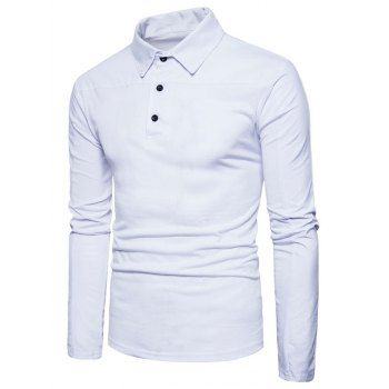 

Quarter Button Long Sleeve T-shirt, White