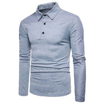 

Quarter Button Long Sleeve T-shirt, Gray cloud