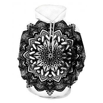 

Flower Pattern Pullover Front Pocket Hoodie, Multicolor