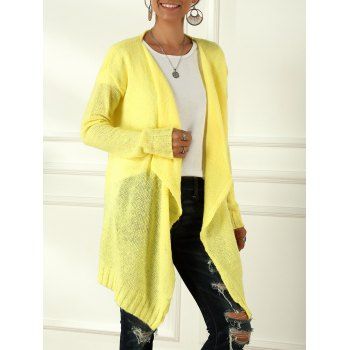 

Longline Draped Cardigan, Yellow