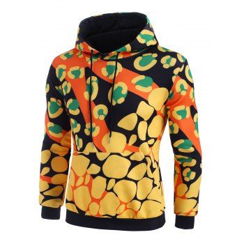 

Irregular Pattern Print Casual Hoodie, Goldenrod