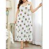 Robe de Nuit à Volants Hérisson Imprimé Grande-Taille - Blanc 4XL