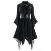 Robe Mouchoir avec Lacets et Gilet en Faux Cuir - Noir XL