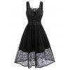 Robe d'Halloween Gothique en Dentelle Insérée Crâne sans Manches à Lacets - Noir M