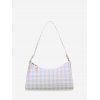 Sac à Bandoulière Rectangulaire Motif à Carreaux en PU - Blanc 