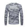 Sweat-shirt Camouflage Imprimé à Ourlet Côtelé - Gris Clair 1XL