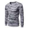 Sweat-shirt Camouflage Imprimé à Ourlet Côtelé - Gris Clair XL