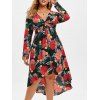 Robe à Imprimé Fleurie Tordue de Grande Taille - Noir L