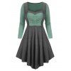 Bicolor Ruched High Waist Asymmetric Dress - multicolor A 3XL