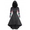 Robe à Capuche Haute Basse en Blocs de Couleurs à Taille Haute - Gris Ardoise Foncé XL
