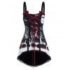 Débardeur d'Halloween à Imprimé Citrouille Haut Bas à Lacets - multicolor A XL