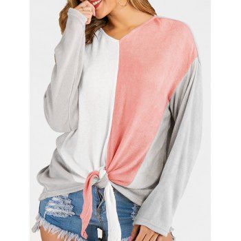 

Colorblock Self-tie Sweater, Multicolor