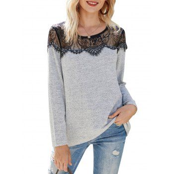 Image of Heathered Lace Insert Knitwear