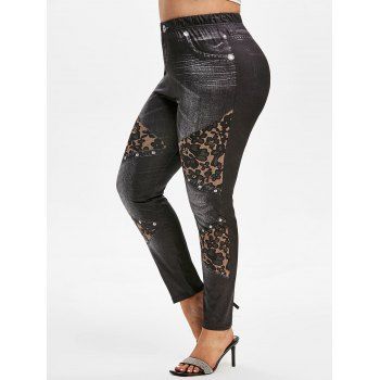 Image of Plus Size D Jean Print Fitted Jeggings