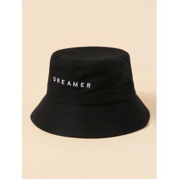 

Brief Embroidery Dreamer Letter Bucket Hat, Black