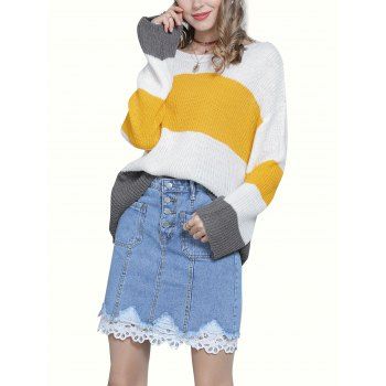 

Contrast Colorblock Drop Shoulder Sweater, Multicolor