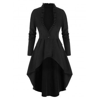 Image of One Button Lace-up Ruffle Skirted Coat