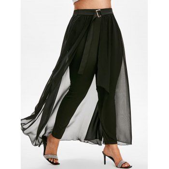Image of Plus Size Buckle Belt Skirted Skinny Pants