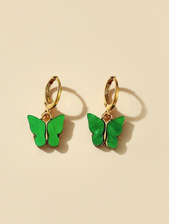Boucles d'Oreilles Clip Papillon en Acrylique - Vert Printemps Moyen 