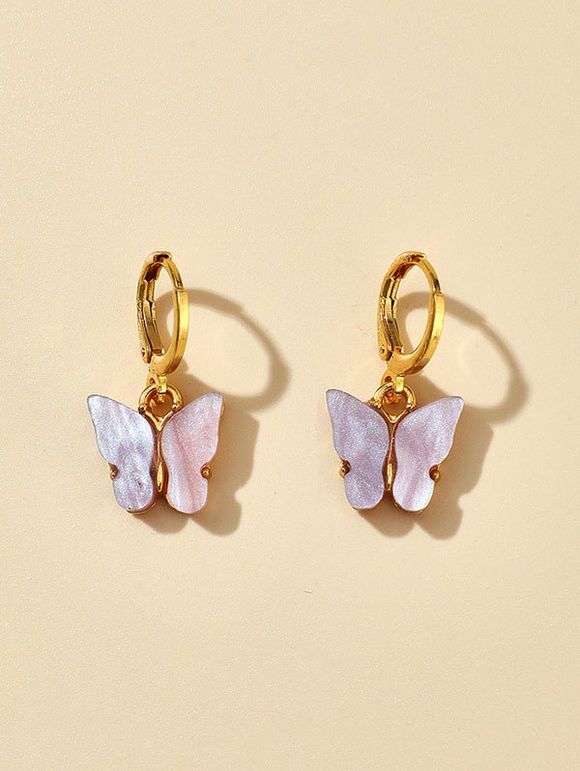 Boucles d'Oreilles Clip Papillon en Acrylique - Mauve 