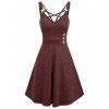 Robe Décontractée Ouverte au Dos à Bretelle avec Bouton - Rouge Vineux M