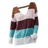 Color Blocking Cutout Drop Shoulder Sweater - multicolor XL