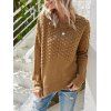 Textured Drop Shoulder High Low Tunic Sweater - COFFEE S