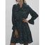 Pussy Bow Polka Dot Poet Sleeve Dress - DEEP GREEN M