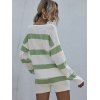 Lounge Striped Sweater Shorts Two Piece Set - LIGHT GREEN S