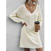 Cable Knit Shift Sweater Dress - LIGHT YELLOW L