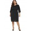 Plus Size Laser Cut Straight Dress - BLACK 3XL